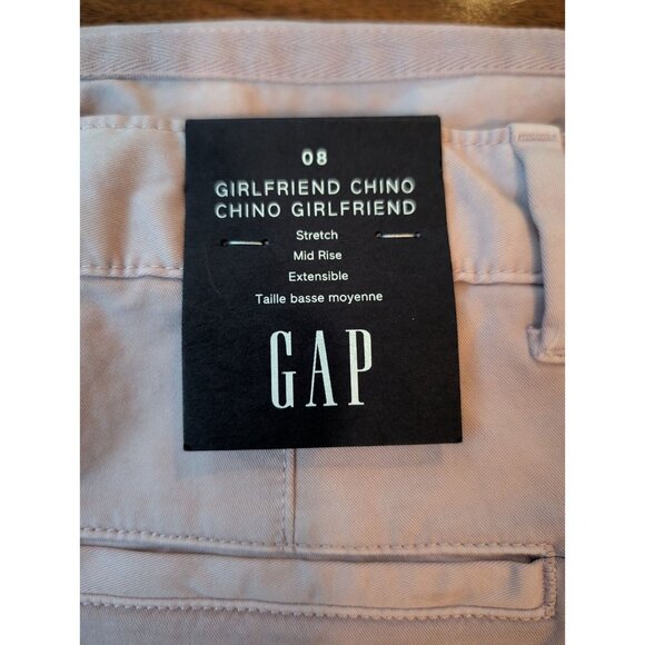 GAP Girlfriend Chino Pants Women's Purple Stretch Mid Rise Slim Leg Taper NWT 8 - Picture 3 of 7